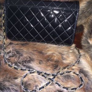 Clutch and Shoulder Strap Purse With Quilt Detail